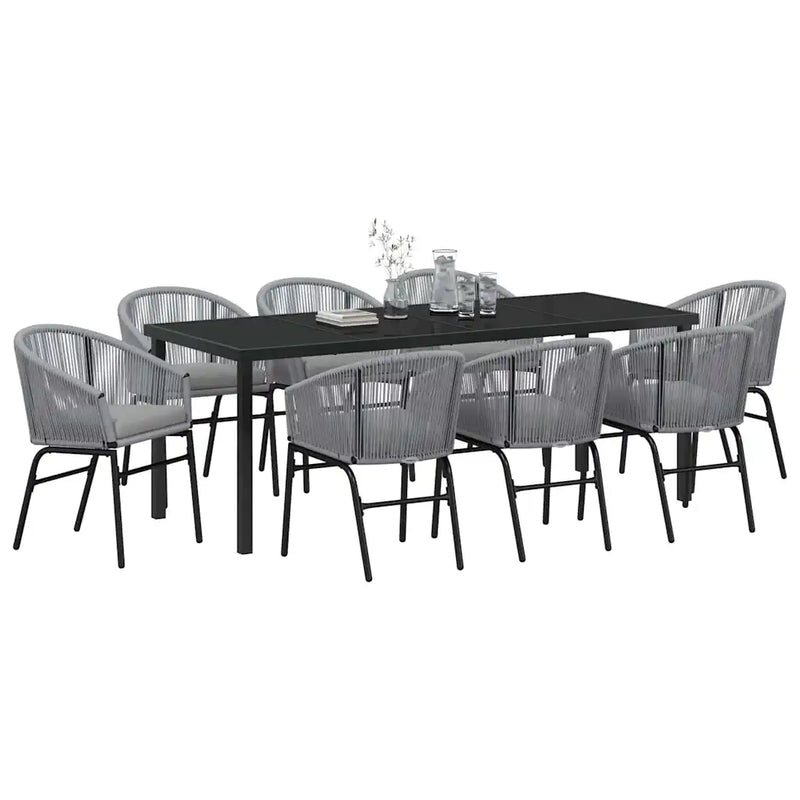 Garden Dining Set 9 pcs Anthracite Powder-Coated Steel