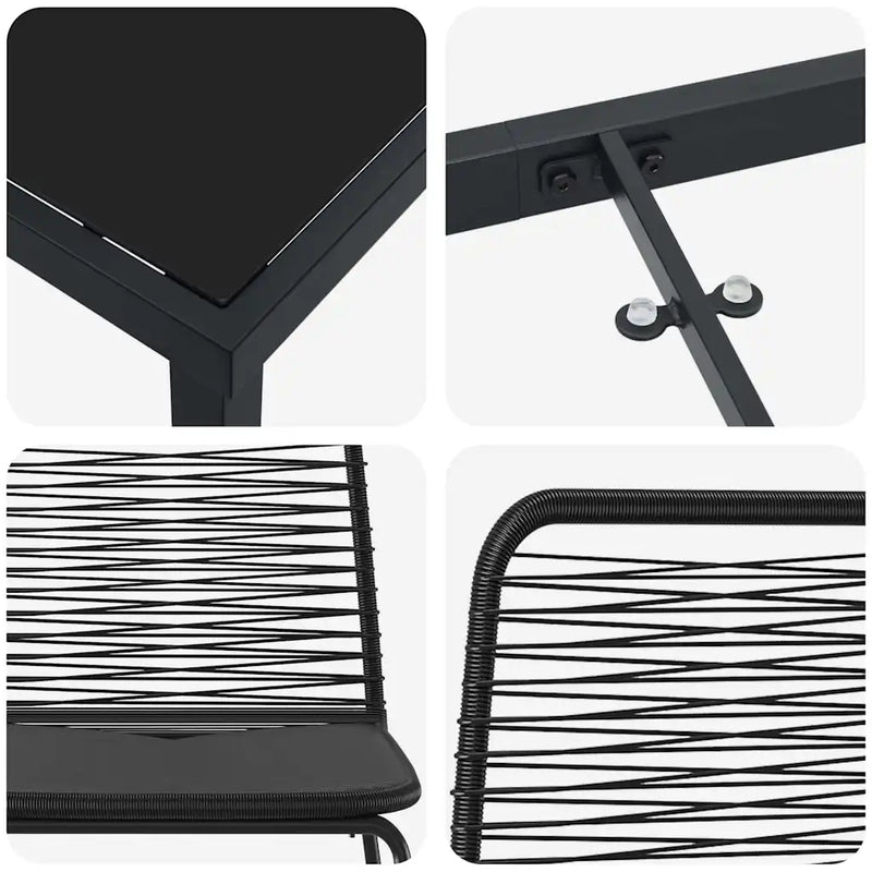 Garden Dining Set 3 pcs Black Powder-Coated Steel