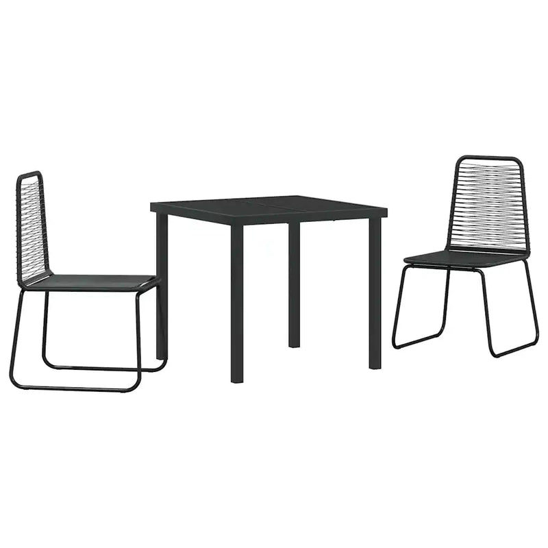 Garden Dining Set 3 pcs Black Powder-Coated Steel