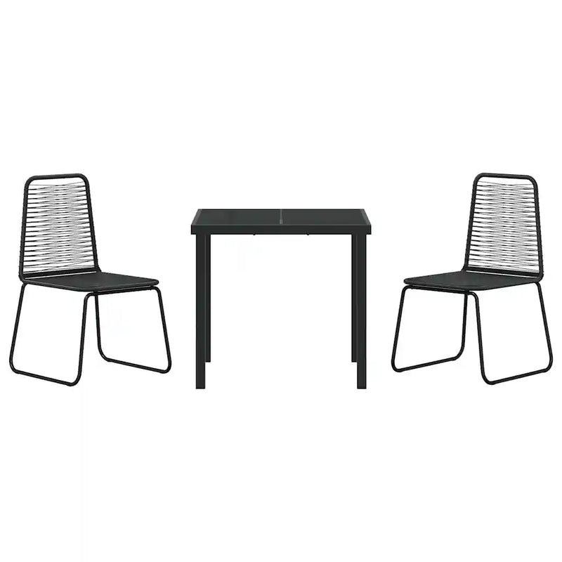 Garden Dining Set 3 pcs Black Powder-Coated Steel