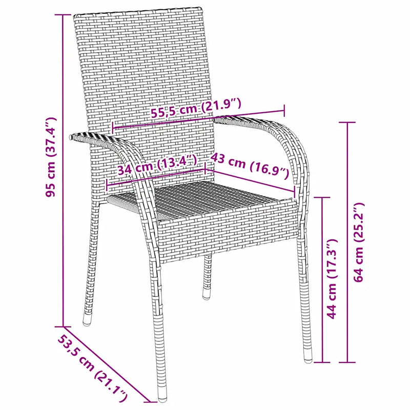 Garden Dining Set 3 pcs Brown Powder-Coated Steel