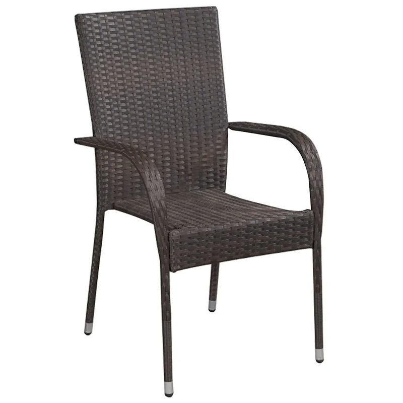 Garden Dining Set 7 pcs Brown Powder-Coated Steel