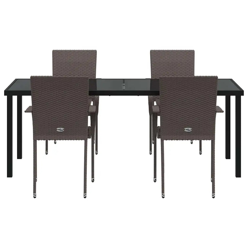 Garden Dining Set 5 pcs Brown Powder-Coated Steel
