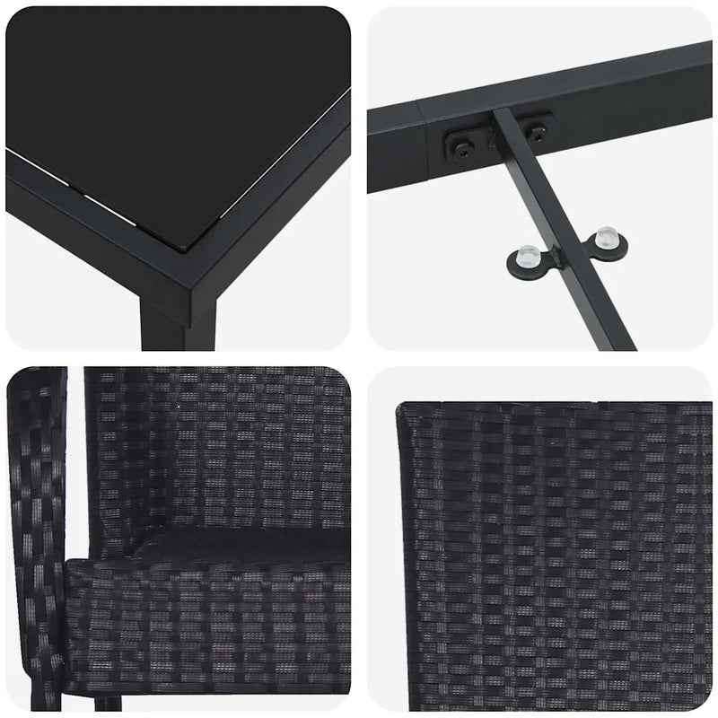 Garden Dining Set 3 pcs Black Powder-Coated Steel