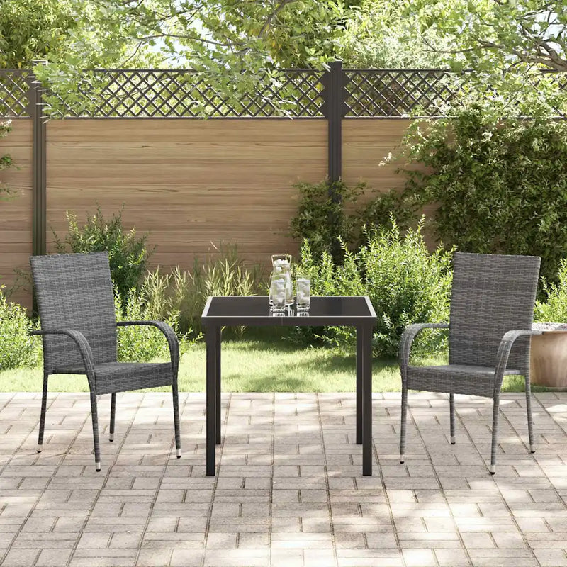 Garden Dining Set 3 pcs Grey Powder-Coated Steel