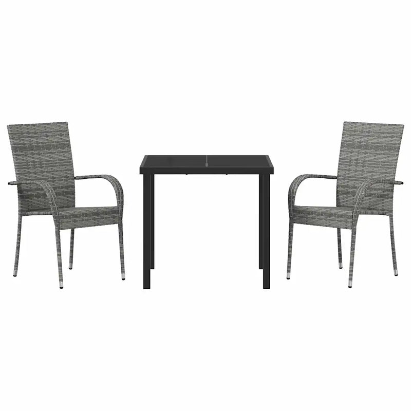 Garden Dining Set 3 pcs Grey Powder-Coated Steel