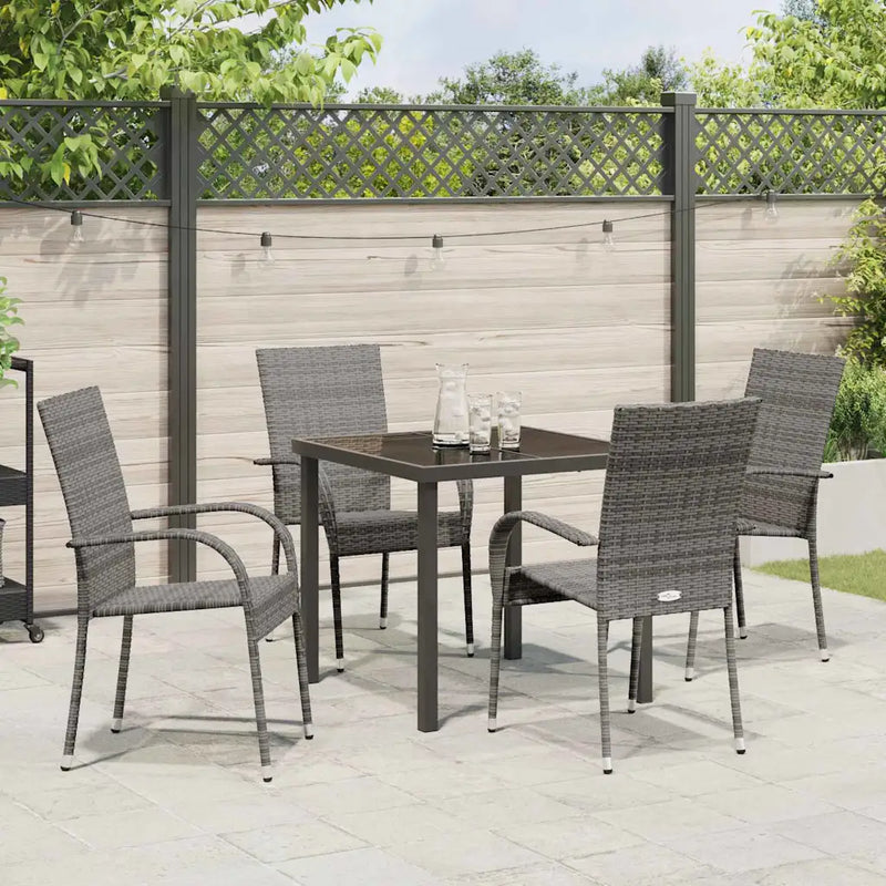Garden Dining Set 5 pcs Grey Powder-Coated Steel