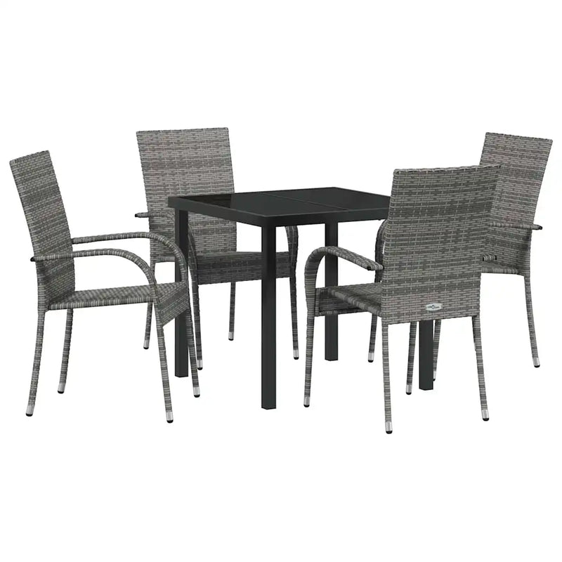 Garden Dining Set 5 pcs Grey Powder-Coated Steel