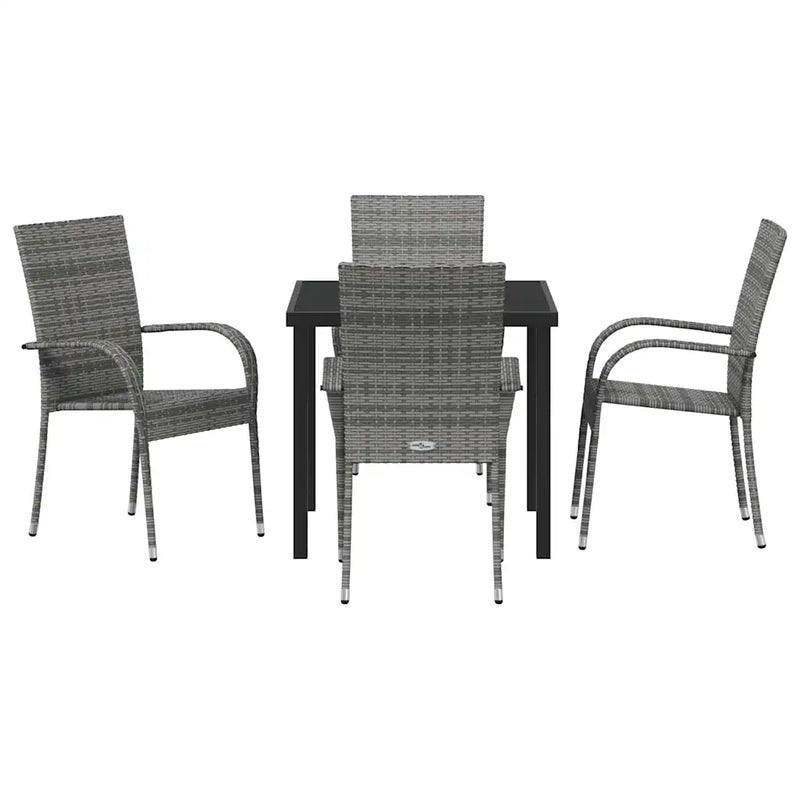 Garden Dining Set 5 pcs Grey Powder-Coated Steel