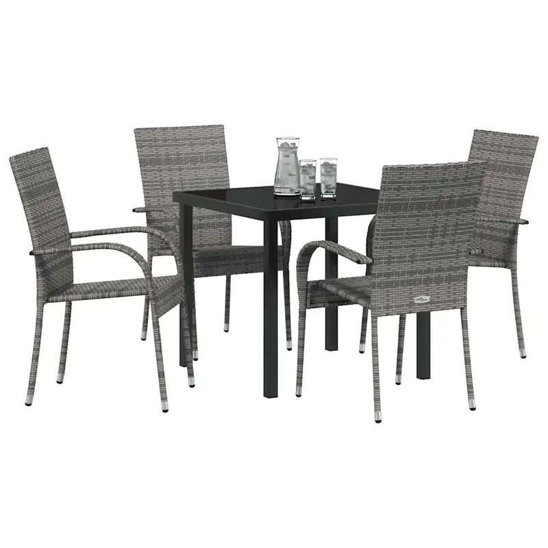 Garden Dining Set 5 pcs Grey Powder-Coated Steel