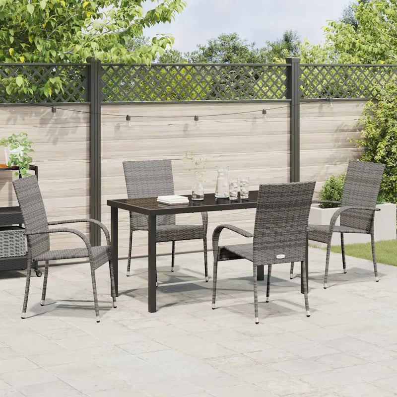 Garden Dining Set 5 pcs Grey Powder-Coated Steel