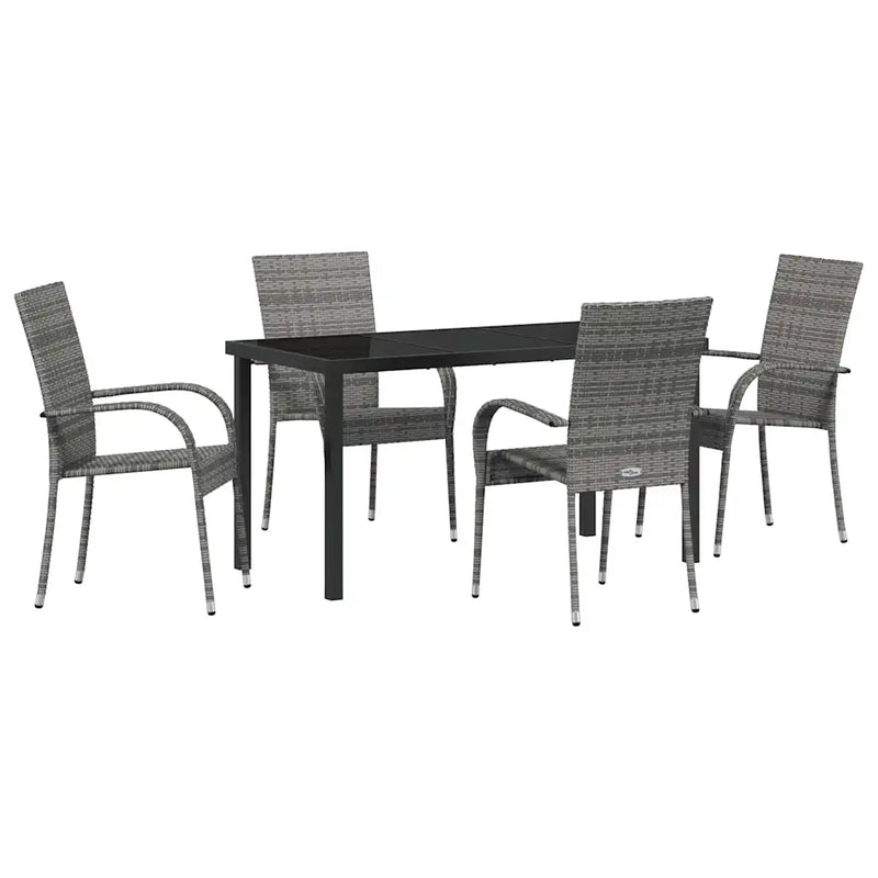 Garden Dining Set 5 pcs Grey Powder-Coated Steel