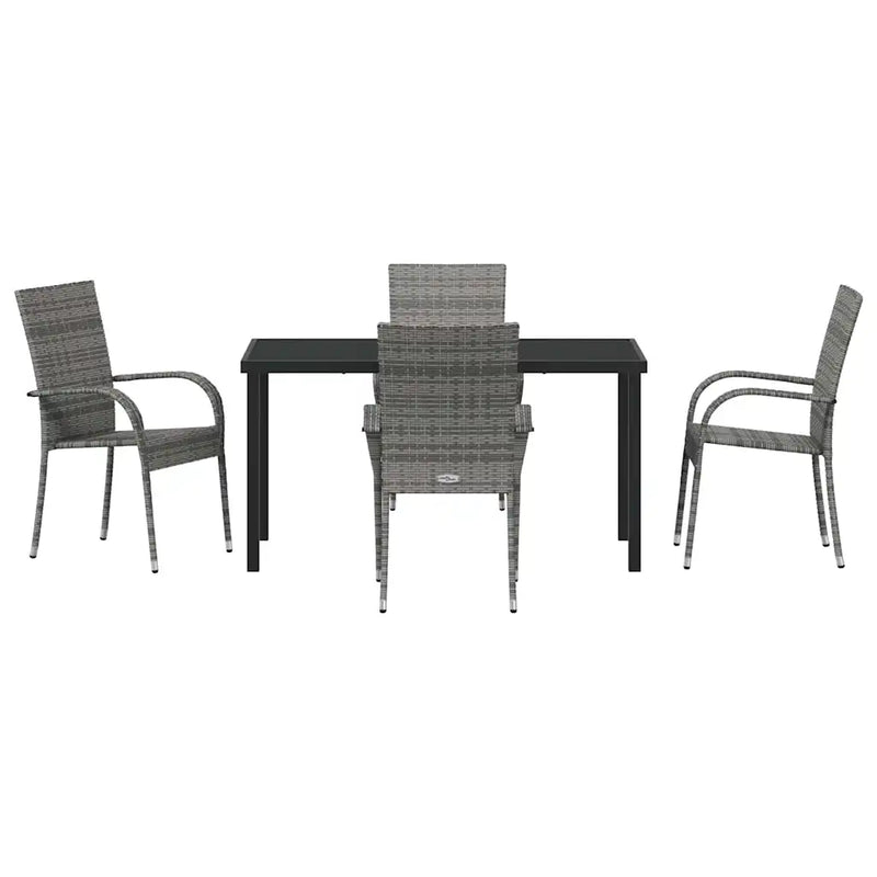 Garden Dining Set 5 pcs Grey Powder-Coated Steel