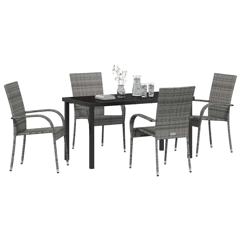 Garden Dining Set 5 pcs Grey Powder-Coated Steel