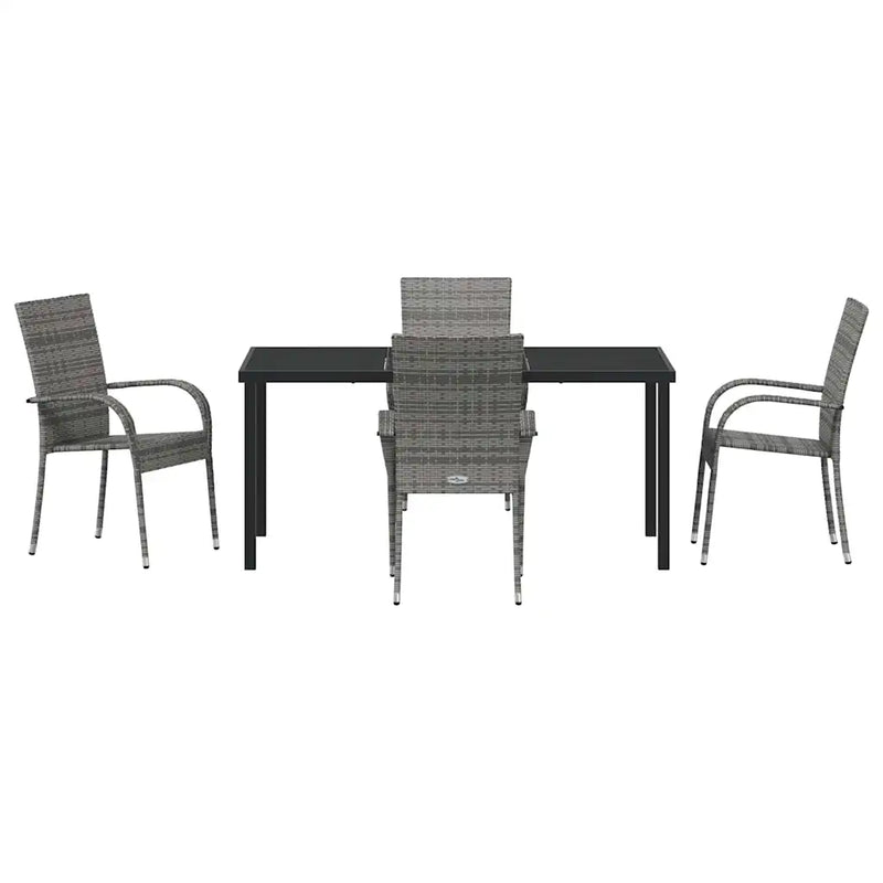 Garden Dining Set 5 pcs Grey Powder-Coated Steel