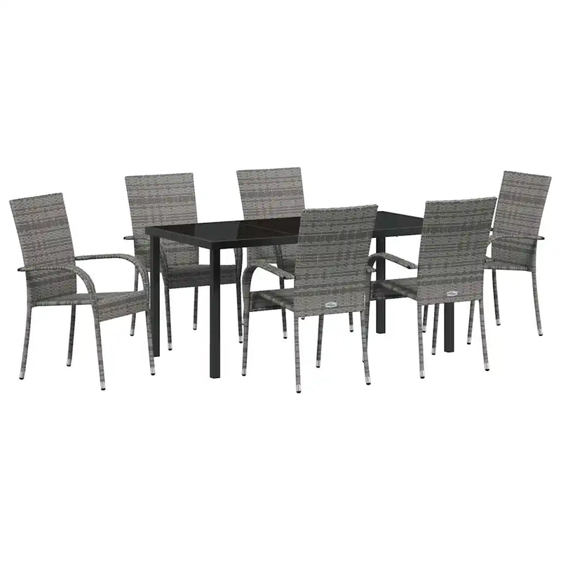 Garden Dining Set 7 pcs Grey Powder-Coated Steel