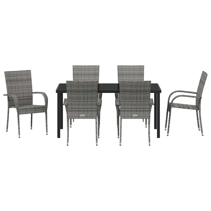 Garden Dining Set 7 pcs Grey Powder-Coated Steel