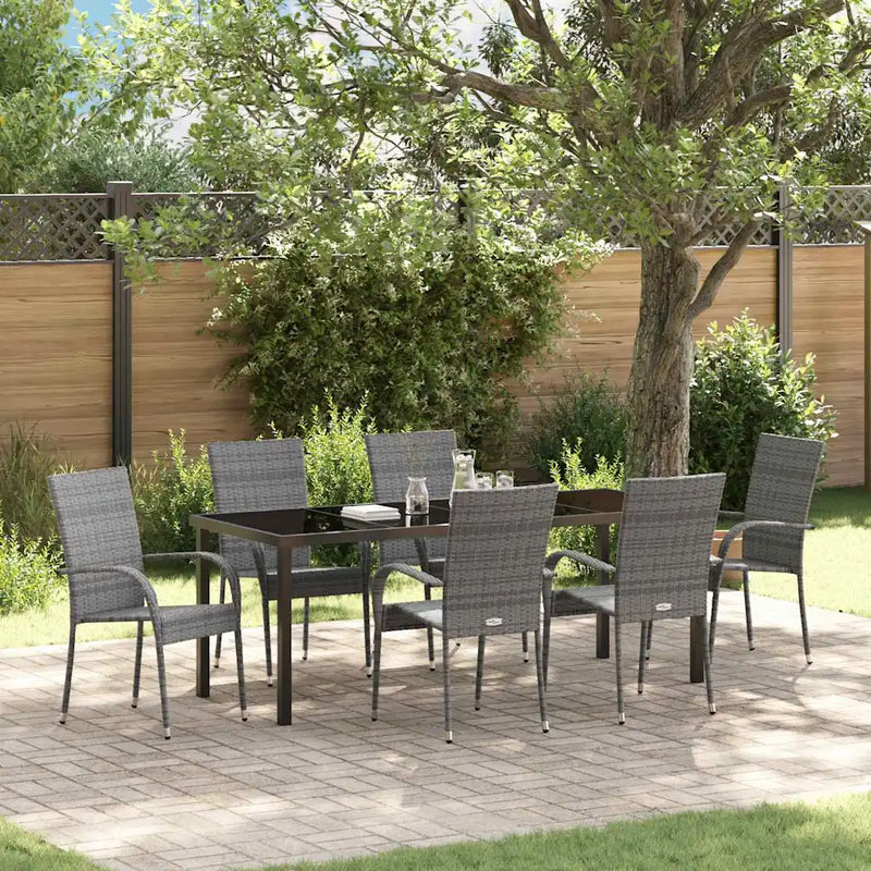 Garden Dining Set 7 pcs Grey Powder-Coated Steel