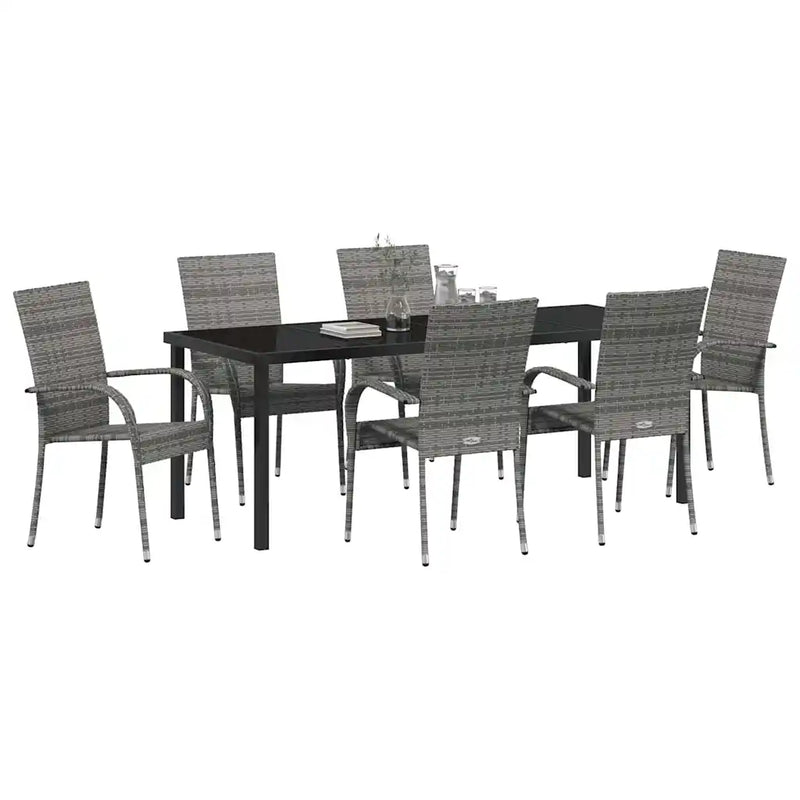 Garden Dining Set 7 pcs Grey Powder-Coated Steel