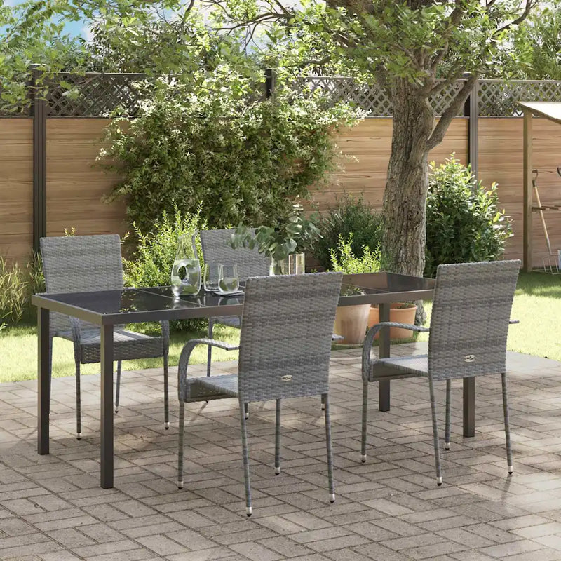 Garden Dining Set 5 pcs Grey Powder-Coated Steel
