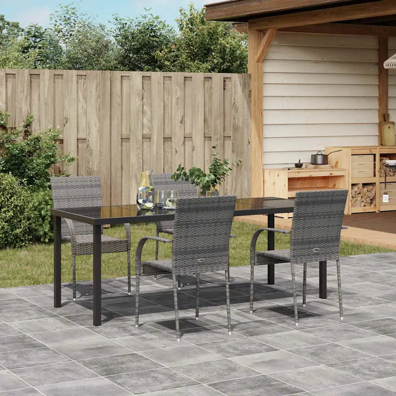 Garden Dining Set 5 pcs Grey Powder-Coated Steel