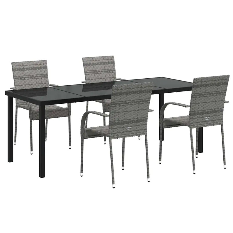 Garden Dining Set 5 pcs Grey Powder-Coated Steel