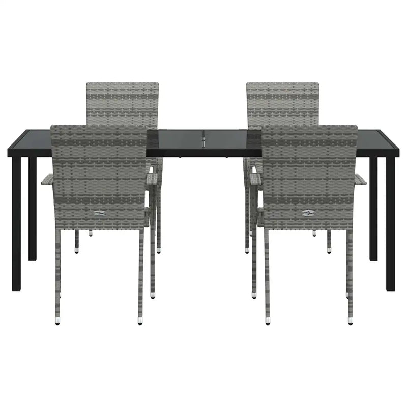 Garden Dining Set 5 pcs Grey Powder-Coated Steel