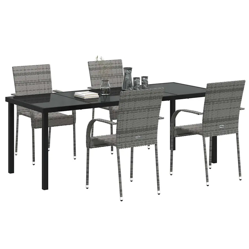 Garden Dining Set 5 pcs Grey Powder-Coated Steel