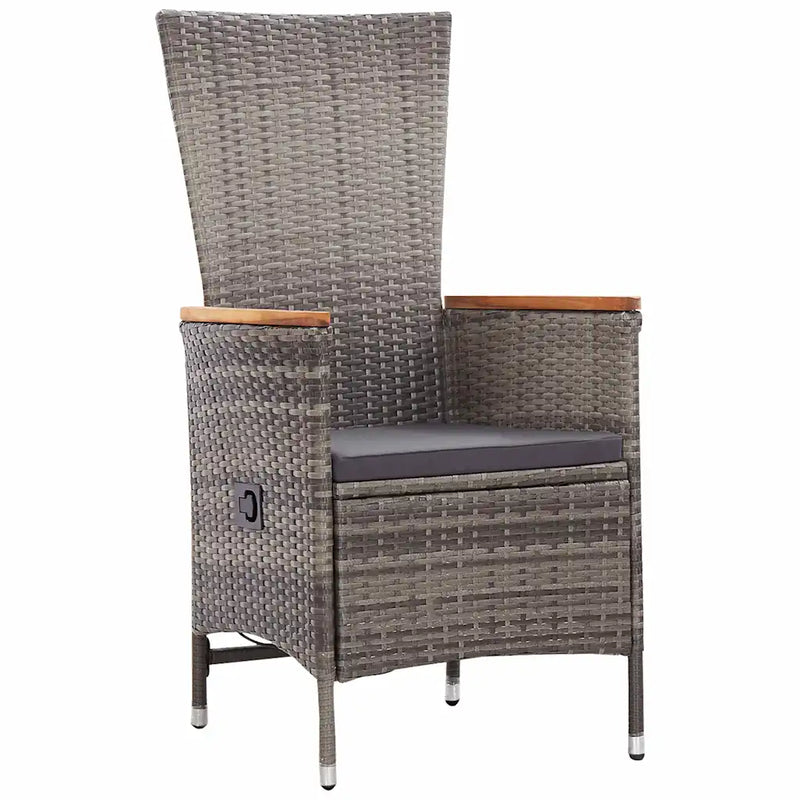 Garden Dining Set with Cushion 3 pcs Grey Powder-Coated Steel