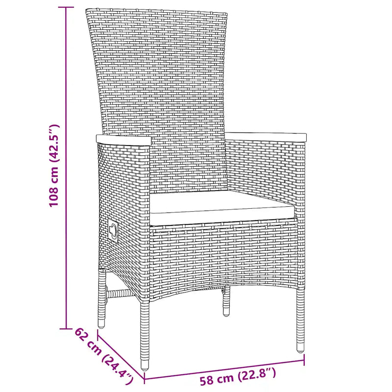 Garden Dining Set with Cushion 3 pcs Grey Powder-Coated Steel