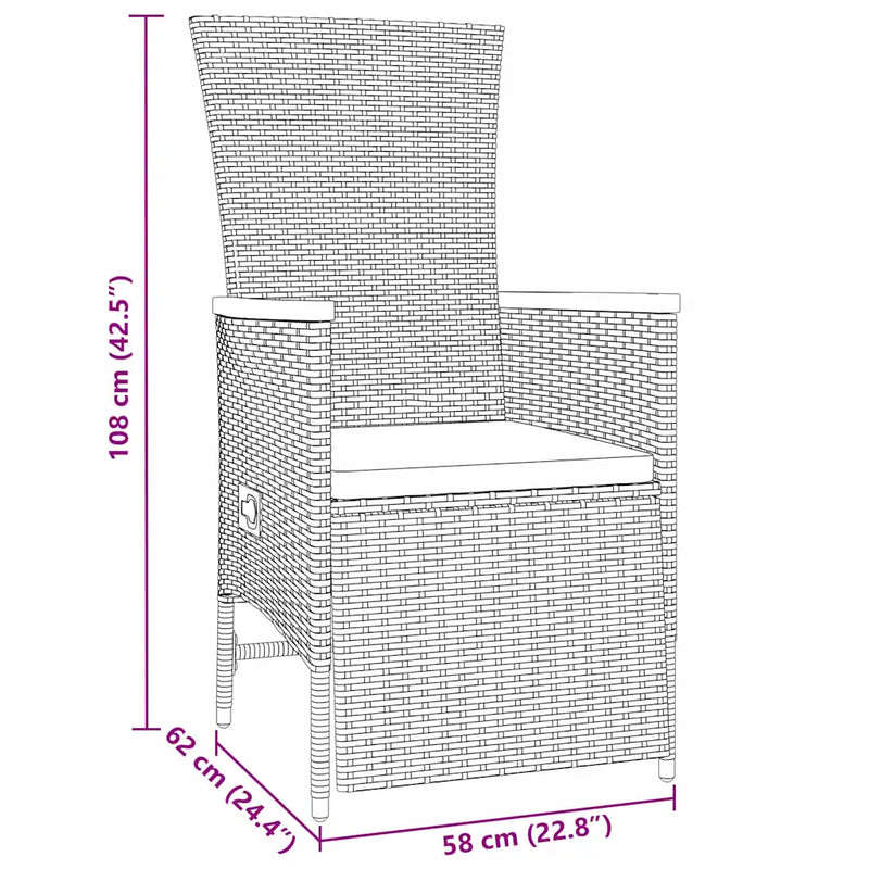 Garden Dining Set with Cushion 3 pcs Grey Poly Rattan