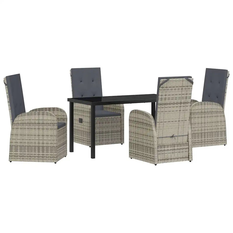 Garden Dining Set with Cushion 5 pcs Grey Poly Rattan