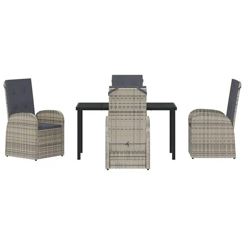 Garden Dining Set with Cushion 5 pcs Grey Poly Rattan