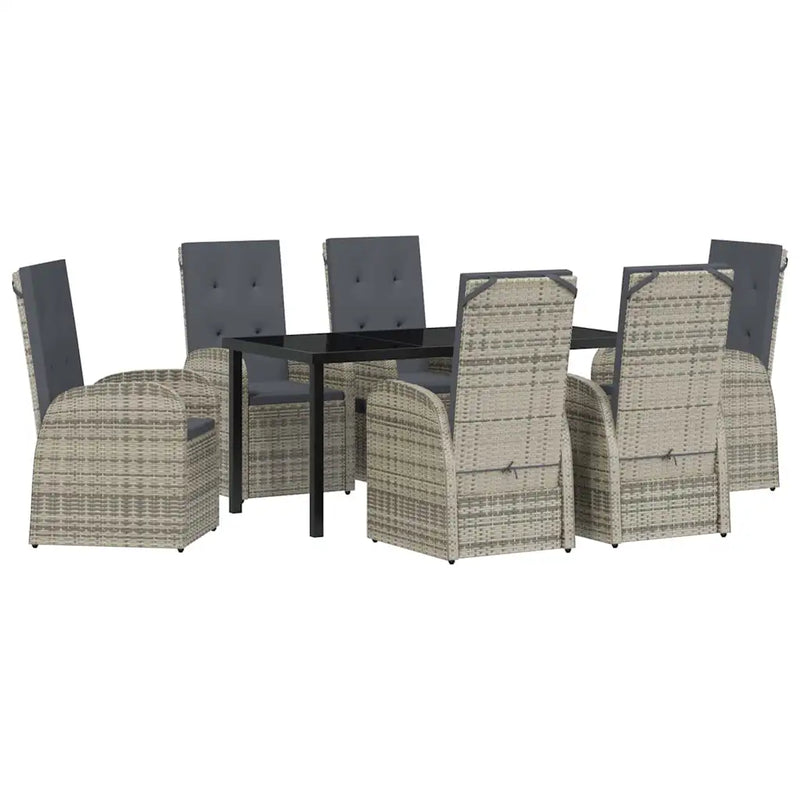 Garden Dining Set with Cushion 7 pcs Grey Poly Rattan