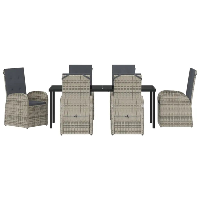 Garden Dining Set with Cushion 7 pcs Grey Poly Rattan