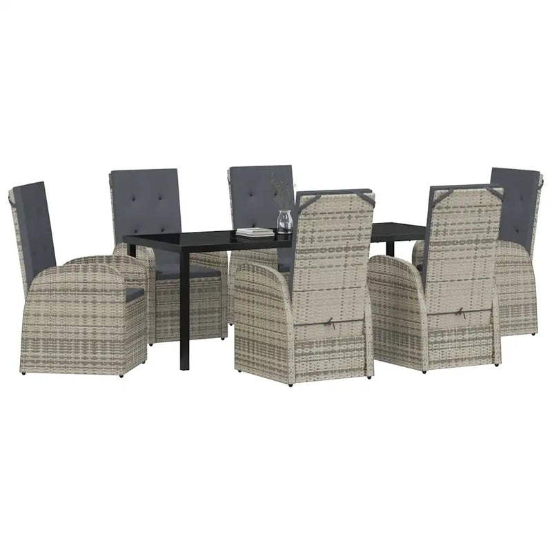 Garden Dining Set with Cushion 7 pcs Grey Poly Rattan