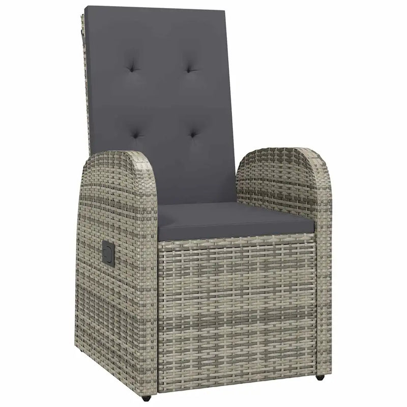 Garden Dining Set with Cushion 9 pcs Grey Poly Rattan