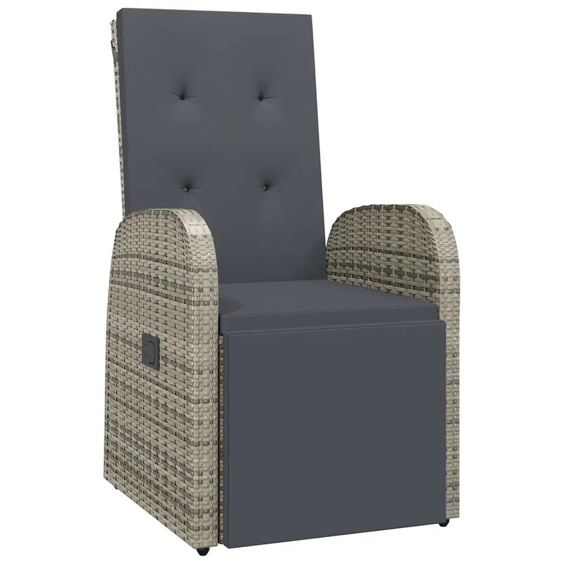 Garden Dining Set with Cushion 3 pcs Grey Poly Rattan