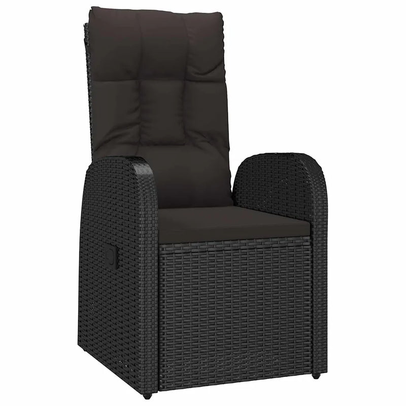 Garden Dining Set with Cushion 3 pcs Black Poly Rattan