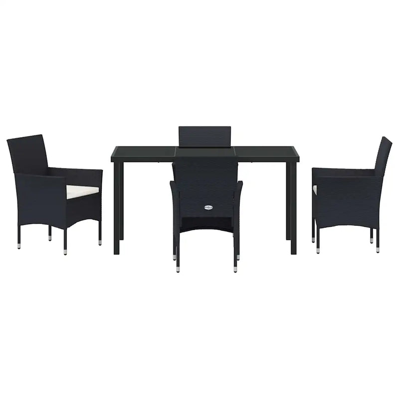 Garden Dining Set with Cushion 5 pcs Black Poly Rattan