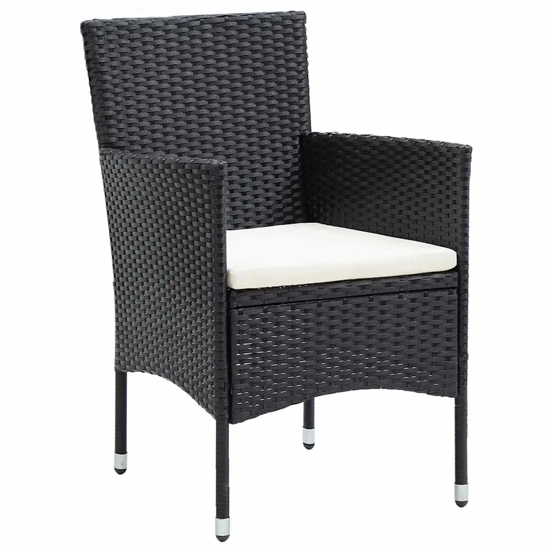 Garden Dining Set with Cushion 7 pcs Black Poly Rattan