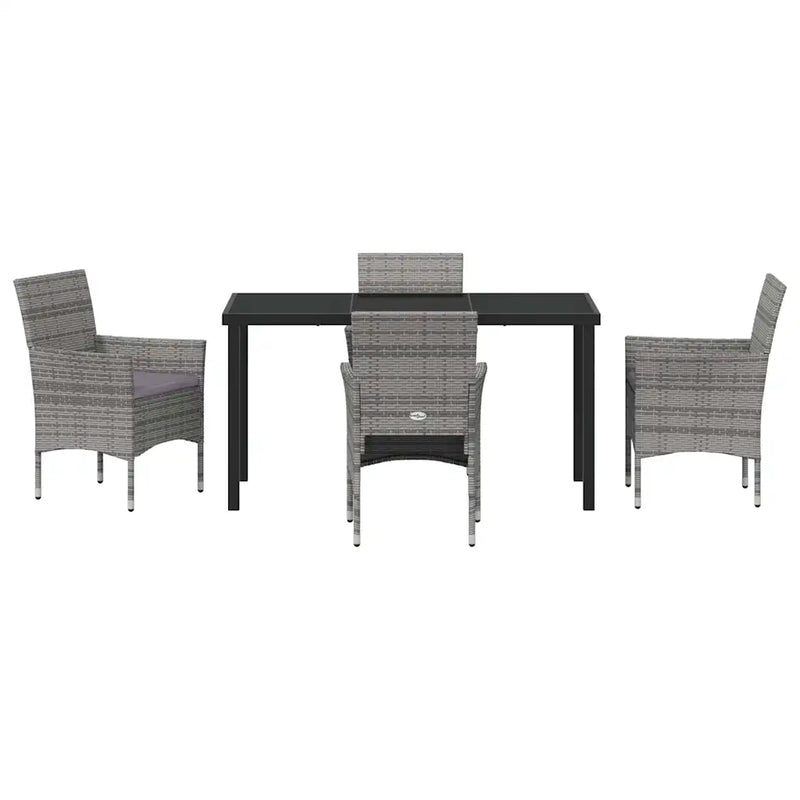 Garden Dining Set with Cushion 5 pcs Grey Poly Rattan