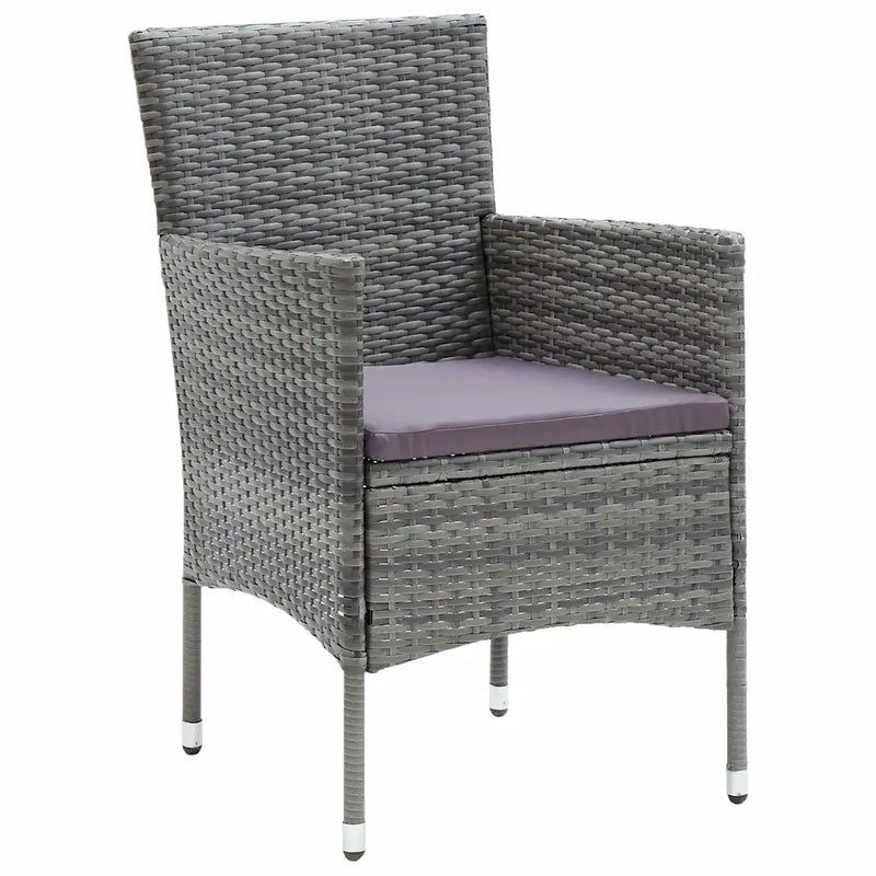 Garden Dining Set with Cushion 9 pcs Grey Poly Rattan