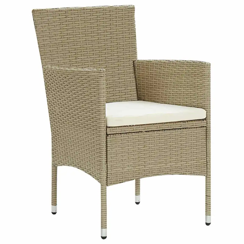 Garden Dining Set with Cushion 9 pcs Beige Poly Rattan