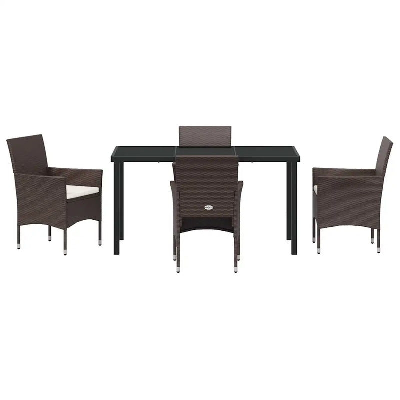 Garden Dining Set with Cushion 5 pcs Brown Poly Rattan