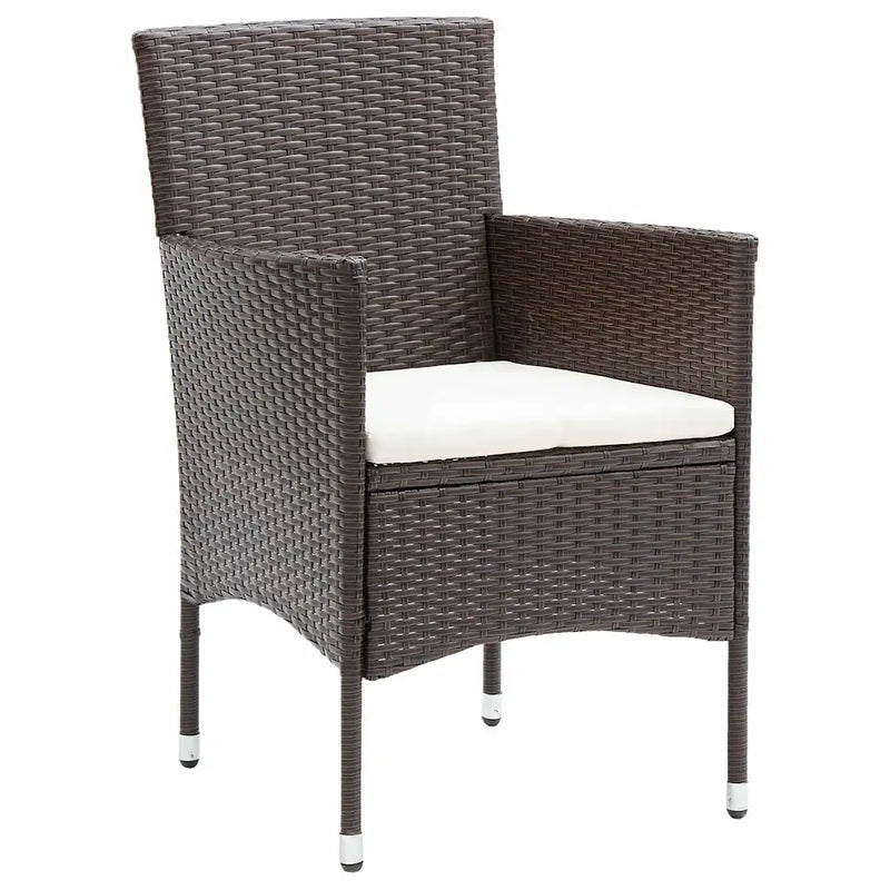 Garden Dining Set with Cushion 7 pcs Brown Poly Rattan