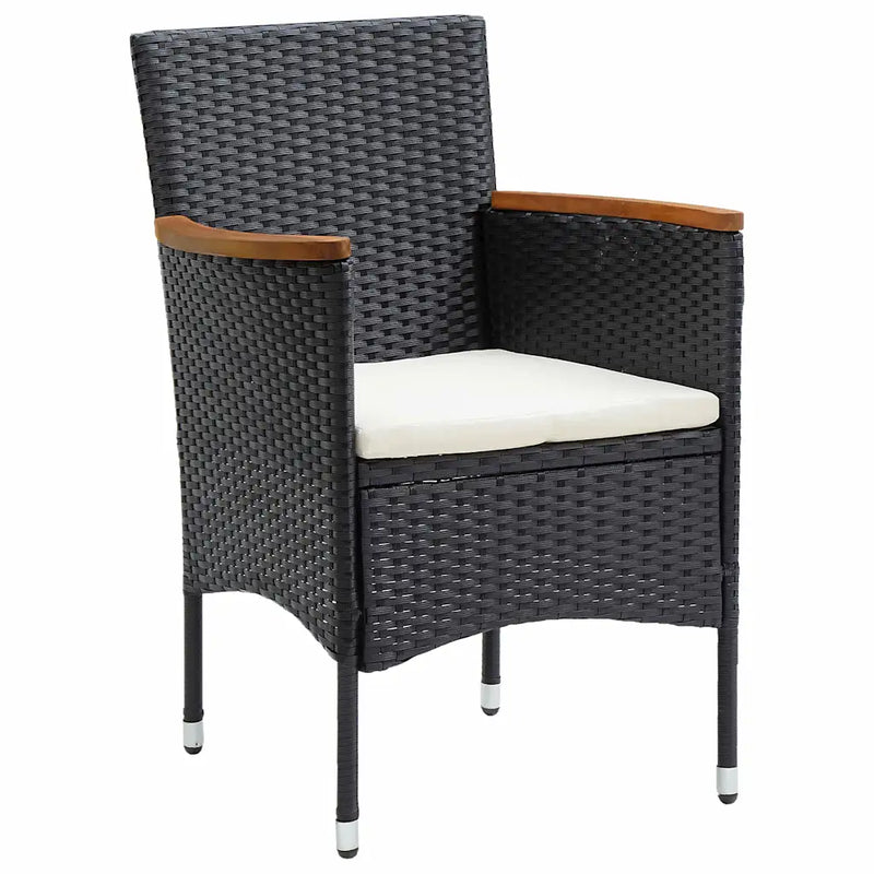 Garden Dining Set with Cushion 9 pcs Black Poly Rattan