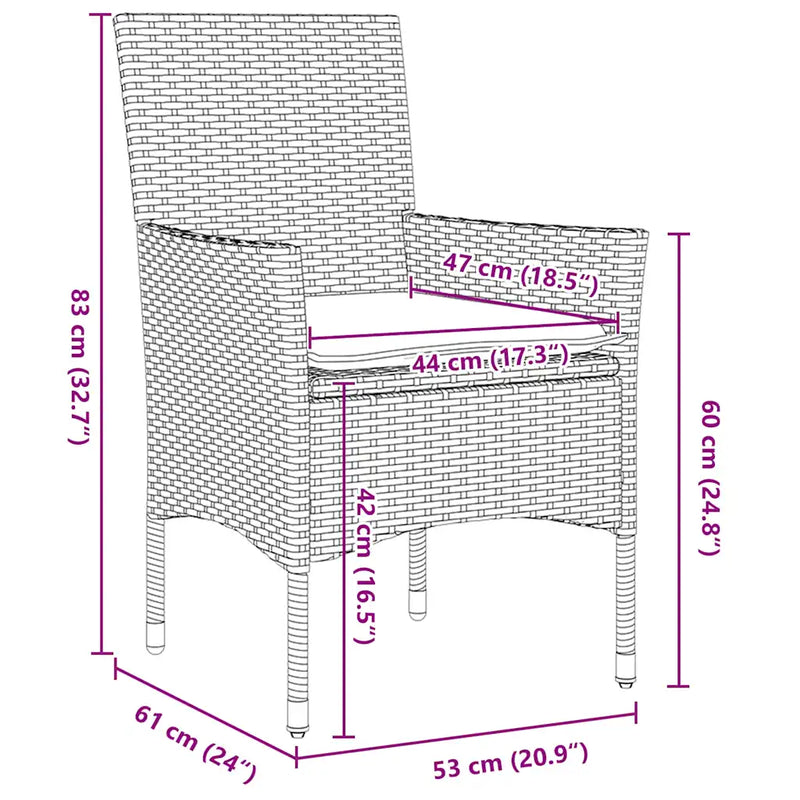 Garden Dining Set with Cushion 3 pcs Light Grey Poly Rattan