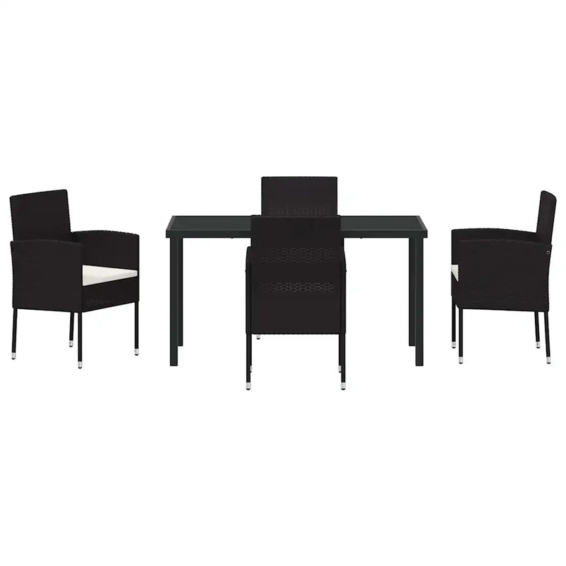 Garden Dining Set with Cushion 5 pcs Black Poly Rattan