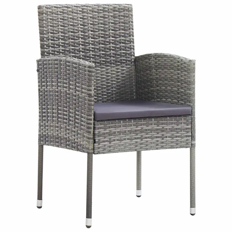 Garden Dining Set with Cushion 9 pcs Grey Poly Rattan